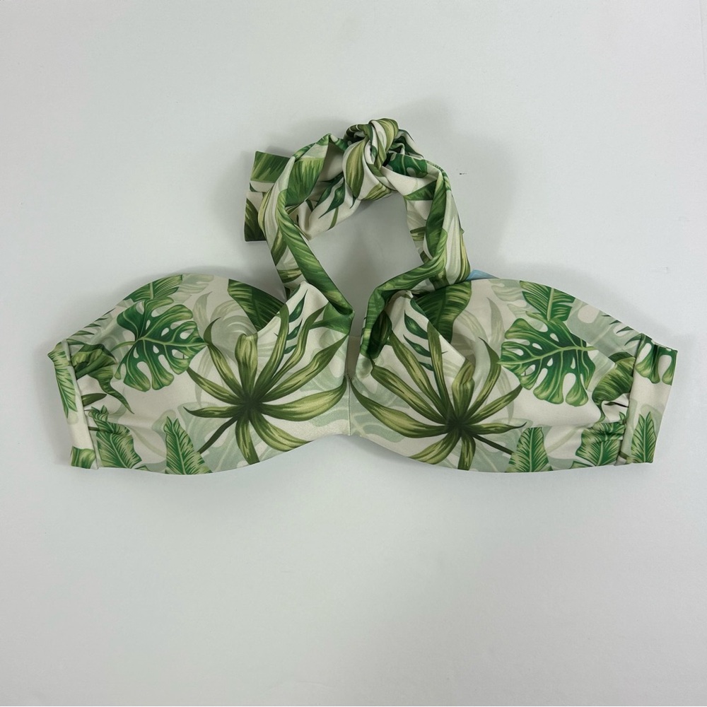 Nwt Mapale'  Rainforest Palm Leaf Multipurpose Wrap Push Up Bikini Top, M